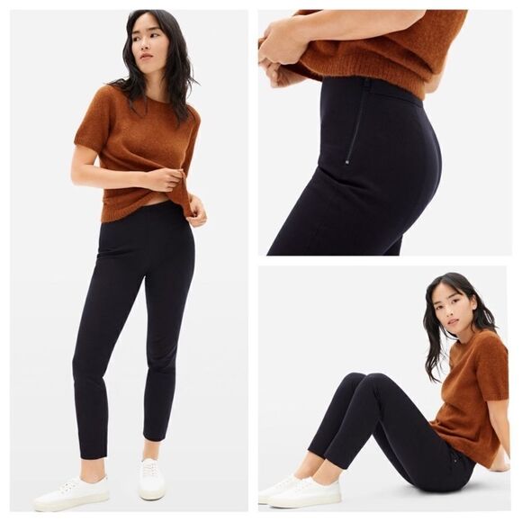 Everlane The Side Zip Stretch Cotton Pant Black Stretch 6 - Picture 1 of 7